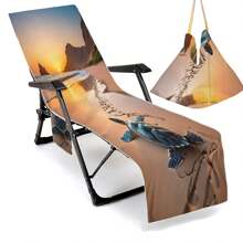 Housse de chaise de plage pliable pouvant être pliée en un sac à porter à l'épaule, avec des poches latérales pour ranger lunettes et téléphone. Convient pour les chaises de plage, serviettes, chaises de piscine et transats. Facile à transporter. Été, accessoires de voyage, vacances, décorations de salle de bain, essentiels de plage