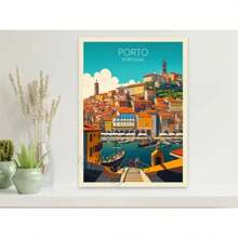 1pc Nordic Retro Porto & Paris City Travel Posters - Canvas Art Prints For Living Room Wall Decor & Tourism Gifts No Frame