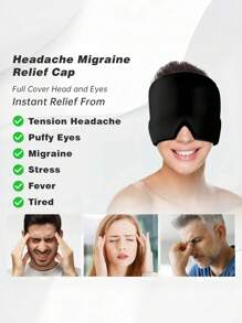 1pc Cooling Gel Ice Pack Head Cap, Cold/Hot Therapy Headache Relief, Relaxing Sleep Eye Mask, Gel Ice Pack Headache Relief Cap, Migraine Cooling Cold/Hot Compress Head Wrap - Multicolor - View 6