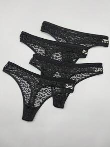 4 piezas/paquete bragas tipo tanga de cintura baja con encaje multicolor
