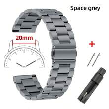 1pc Unisex Solid Stainless Steel Three Bead Dual Button Folding Buckle Watch Band, Compatible With Samsung Galaxy Watch 6/5/4, Watch, Watch, 22mm 20mm 18mm 16mm, Comes With Band Adjustment Tool - MZ/PKSZ - View 26