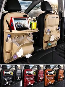 1pc PU Leather Hanging Car Seat Back Storage Bag, Travel Accessories Kick Mat Seat Protector With Cup Holder, Universal Seat Cover, Extra Large Capacity Car Organizer For SUV, Multi-Functional Space Saver, Available In 3 Models (Standard, Tray, Trash Can) - Style a - View 13