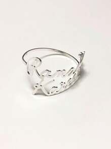 2pcs/6pcs Auspicious Letter Napkin Rings, Double-Layered Metal Electroplated Napkin Rings For Hotel, Western Restaurant, Holiday Party, Dining Table Decor - Multicolor - View 10