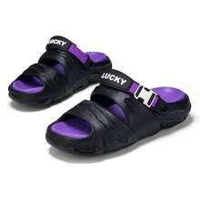Men's Summer EVA Fashionable Versatile Minimalist Beach Slippers - Black - View 4