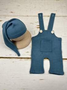 Zestaw 2 strojów do fotografii noworodkowej: długi kapelusz + spodnie na szelkach, akcesoria do zdjęć dla niemowląt, pamiątkowe przedmioty do upamiętnienia wzrostu - Wielokolorowe - Zobacz 15