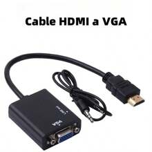 Adaptador convertidor de vídeo  a VGA con audio P2 - Negro - Ver 1