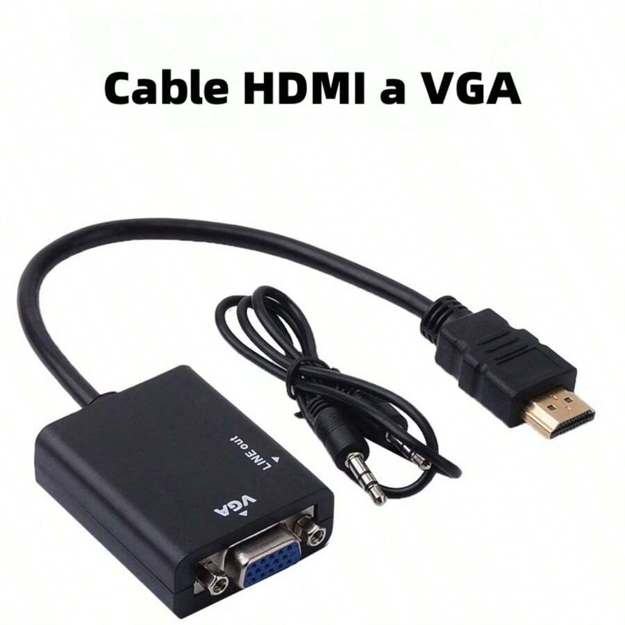 Adaptador convertidor de vídeo a VGA con audio P2 - Negro - Ver 1