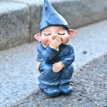 1 pièce Figurine décorative d'un nain mignon aux fesses nues, l'air timide et se couvrant la bouche tout en souriant. Convient pour la décoration de la chambre, de la voiture, des toilettes, les décorations d'anniversaire intéressantes, la décoration de la chambre et de la salle de bain, du salon, de la cour, du bureau, de l'étagère, du cabinet d'affichage. Meilleurs cadeaux pour les amis et décorations extérieures.