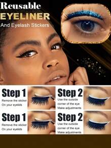 Glitter Self-Adhesive Eyeliner And False Eyelashes Set - Waterproof, No Glue Required, Suitable For Party And Stage Makeup
