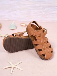 Toddler Boys' Black Casual Fashionable Non-Slip Wear-Resistant Beach Sandals, Suitable For Summer