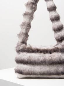 蓬松柔软糖果色斜挎包，Y2K风格女士单肩包，适合秋季，女孩度假旅行包，可爱魅力手拿包，适合冬季，流浪包（图案随机） - 彩色 - 查看 4