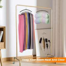 Organizer per leggings per armadio, appendiabiti in metallo con 10 clip per pantaloni yoga, organizer appeso salva-spazio per armadio, gruccia curva per vestiti, appendiabiti in metallo per pantaloni yoga, portaoggetti per armadio, appendiabiti portatile e pieghevole
