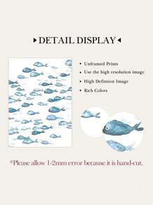 3 件动物绘画海报乌龟挂画鲸鱼印刷图片夏季海报套装海洋动物墙面艺术海岸装饰现代家居装饰儿童房墙壁装饰可选框架 - 藍色 - 查看 7