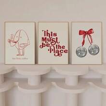 1/3PCS时尚复古墙画家居装饰画帆布油画印刷艺术画美式房间装饰美学红杯子英式舞蹈台球美学海报房间宿舍装饰可选带框 - 棕色 - 查看 1