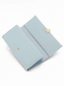 1pc Blue Long Wallet, 2025 Spring New Ladies' Long Wallet, Korean Minimalist Solid Color Zipper Trifold Wallet With Multiple Card Slots, Expandable Fresh And Simple Fashionable Mobile Phone Wallet, Premium Gift - Blue - View 4
