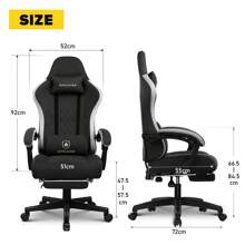 Fabric Gaming Chair With Footrest, Computer Desk Chair With Pocket Spring Cushion, Home Office Chair Ergonomic High Back Support Lumbar Support Heavy Duty Wide - Black - View 3