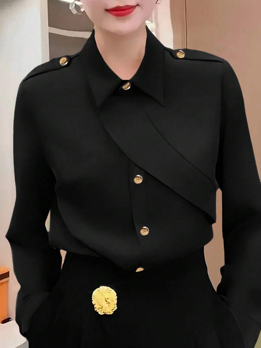 Plus Size Women Casual Button-Up Shirt