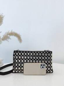 Women's Envelope Bag Punk Style Rivet Embellished Fashion Shoulder Bag, Large Capacity Black - Black - View 5