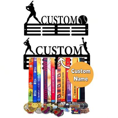 1 Stück personalisierter Baseballs-Spieler Medaillen Aufbewahrungsständer, personalisierter Medaillenhalter, Eisen Kunst Wanddekoration Aufhänger, geeignet für Schlafzimmer, Wohnzimmer, Eingang
