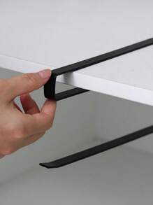 1pc 26*1.3cm Punch-Free Iron Kitchen Tissue Storage Rack, Minimalist Black Hanging Storage Rack For Home
