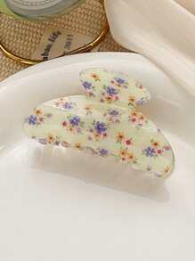 1 Pc Acrylic Ditsy Floral Vintage Elegant Half-Circle Hair Claw Clip, Marble Textured, Versatile For Tea Party Hair Clips Hair Jaw Clip Hair Clamps Hair Clutch Hair Catcher Clip Fall Winter Hair Accessories For Women For Vacation Outfits Woman Flower Hair Clip Summer - Multicolor - View 5
