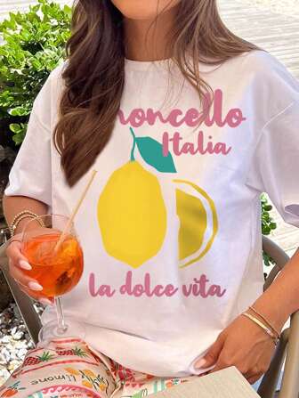 Maglietta Limoncello, Maglietta Limone, Maglietta a maniche corte La Dolce Vita, Maglietta a maniche corte Italia, Maglietta a maniche corte per vacanza, Maglietta a maniche corte al limone, Costiera Amalfitana, Maglietta a maniche corte Limoncello, Limone Limone
