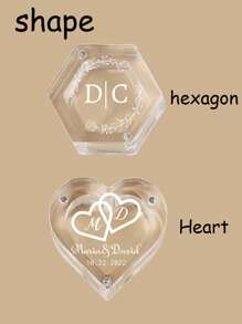 1 pièce Boîte à bagues de mariage personnalisée, boîte à bagues en acrylique avec nom et date personnalisés, porte-alliance personnalisable, boîte à bagues de cérémonie de mariage et de fiançailles, forme cœur/hexagonale, cadeaux pour la mariée, cadeaux pour les jeunes mariés, cadeaux pour la fête de mariage, cadeaux de demoiselle d'honneur, cadeaux d'anniversaire, convient pour lui/elle, petit(e) ami(e), couple, épouse, mari, famille, meilleur(e) ami(e), collègue, pour des cadeaux uniques pour un anniversaire, un mariage, la Saint-Valentin, blanc, élégant, coloré, vintage, simple, unisexe, décontracté, mignon, personnalisé, unique, cadeaux idéaux pour lui, cadeaux idéaux pour elle, papa, maman, amis, pour les anniversaires, pour les diplômes, pour le bal de promo, pour les fêtes