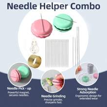 Needle Extractor & Sharpener,Sewing Combination Set Colorful Macaron Style - Wipe Needle Fabric Embroidery DIY Sewing Tool Bead Needle Magnet Box Perfect For DIY Sewing, Embroidery, With Handy Magnetic Storage Function