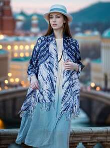 FADZOYLE 1pc Chic Leopard Floral Printed Boho Scarf Fashion Fringed Large Shawl And Wraps All Season Spring For Women Hijab Head Wrap Bandana Beach Cover Up Sarong Turbans Soft Lightweight Scarves Fall Winter Daily Use Travel Gift - Printed Scarf - View 13