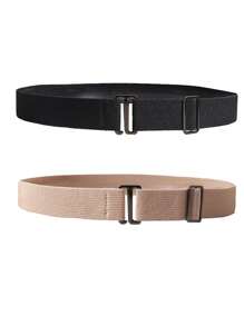 1/2件装 女士隐形弹力腰带 透明弹力织带腰带 平扣