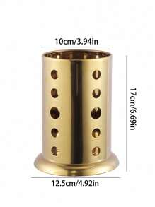 1Pc 17Cm 金色不锈钢餐具收纳桶，厨房圆形收纳架，餐具收纳架，适用于厨房用具和台面收纳，可用于存放筷子、勺子刀叉和烹饪铲刀，厨房装饰，家居装饰，圣诞礼物，生活惊喜 - 金色 - 查看 4