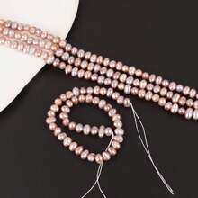 1 brin de 20 cm/7,87 pouces 0,4-0,5 cm/0,16-0,2 pouces de perles de culture d'eau douce violettes à trous complets, pour la fabrication de bijoux artisanaux DIY