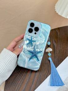 New Swirl Painting Anti-Fall Phone Case With Colorful Beads, Plum Blossom Fan, Tassel Pendant Decoration - Compatible With IPhone 16 Pro Max/16Pro/16Plus/16/15 Pro Max/15/14/13/12 Pro/11Pro Max/14Plus, 12 Protective Phone Case