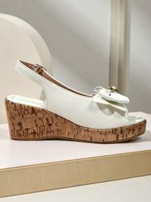 2025 Girls' Peep-Toe Design Sandals, Minimalist & Practical - White - View 5