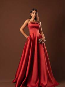 Elegant Strapless Graduation Party Dress Code 110 - Mocha Brown - View 1