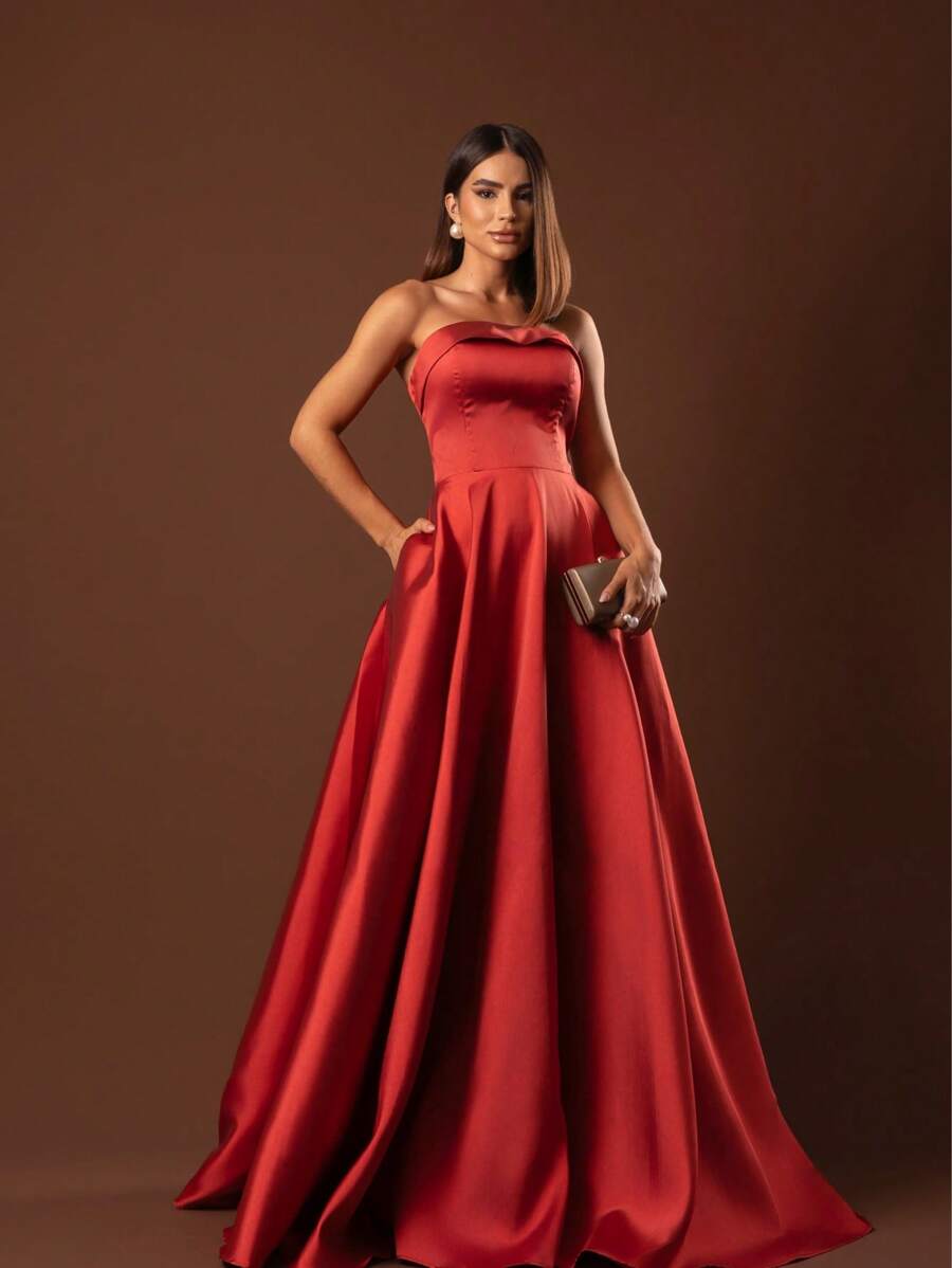 Elegant Strapless Graduation Party Dress Code 110 - Mocha Brown - View 1