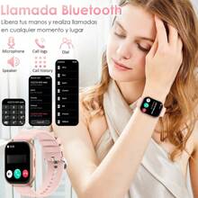 Reloj inteligente con auriculares inalámbricos, ventiladores y diferentes correas - Rosa - Ver 6