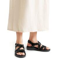 Women Flats Sandals Comfortable Open Toe Walking Sandals With Multiple Adjustable Straps Summer Casual Dress Comfortable Shoes - 黑色/PU - 查看 5