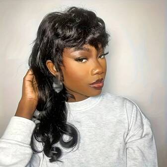 Women's Synthetic Wig, Deep Curly Hair Wig, Cutting Machine Manufacturing Wig, 150% Glue Free Mullet Wig