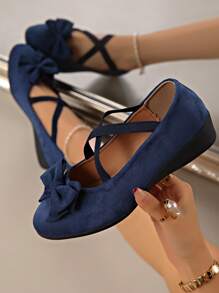 Femmes Plates compensées à enfiler élastiques, Mocassins compensés décontractés , Chaussures compensées d'infirmière, Chaussures pour mamans - bleu indigo - Voir 1