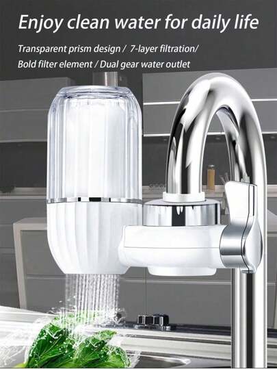1 pieza - Purificador de agua para el hogar y la cocina, purificador de agua potable directo con cerámica y carbón activado anti-salpicaduras, cartucho de filtro de cerámica, filtro multifunción, filtro de grifo, filtra el agua del grifo, carbón activado, eliminación de cloro, válvula mezcladora, cabezal de ducha, purificador de agua