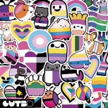 SCXXBSW 50pcs Rainbow Fun Cartoon Stickers DIY Decorative Phone Cases IPad Skateboard Waterproof Stickers - Multicolor - View 13