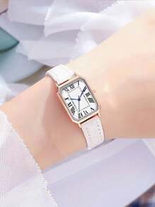 Relógio de quartzo vintage feminino, mostrador quadrado minimalista de alta qualidade, presente de aniversário