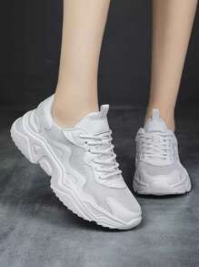 2025 Spring & Autumn New Casual Sports Shoes, Breathable Chunky Sneakers, Fashionable Soft Sole Running Shoes For Women - White - View 1