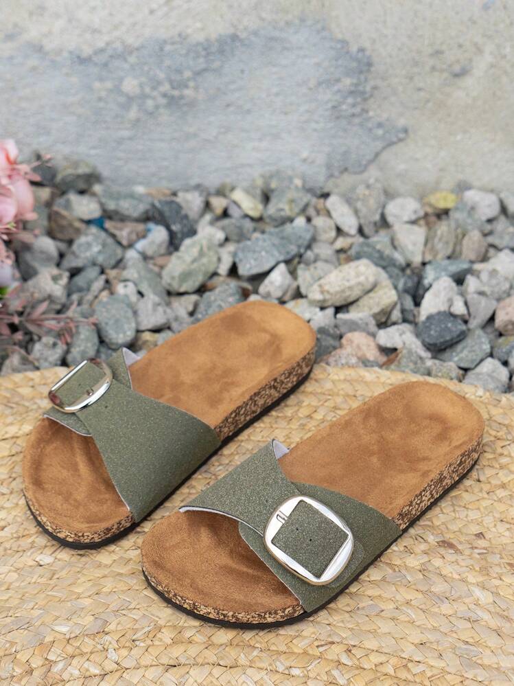 2026 Nuevas sandalias de playa de moda retro con suela gruesa, sandalias de hebilla única - Dorado - Añade 2