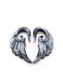 2 piezas de tapones únicos para orejas, expansores y ensanchadores con diseño en espiral de corazón, alas y plumas de acrílico para mujer como joyería corporal - Expansor de oreja - Ver 4