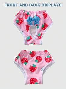 1 pièce/2 pièces Mignons sous-vêtements physiologiques pour animaux de compagnie avec imprimé nœud et fraise, culottes anti-harcèlement pour chiens et chats de taille moyenne/petite