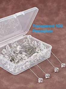 50 piezas/100 piezas - Broches de cabeza de cristal Rhinestone con caja de plástico, utilizados para costura de boda, manualidades DIY y decoración - Multicolor - Ver 8