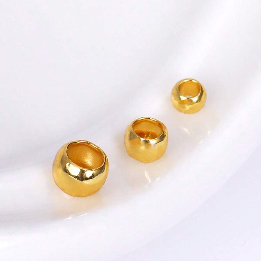 100 piezas de 2mm/2.5mm/3mm Terminales de presión, perlas espaciadoras bañadas en oro de 18K, terminales de presión para accesorios de pulseras DIY