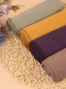 1pc Solid Color Heavyweight Chiffon Crochet Scarf, Elegant High-Quality Women's Headscarf Shawl, Suitable For Robe Wear - Multicolor - View 7